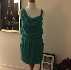 Theory silk asymmetric shoulder dress